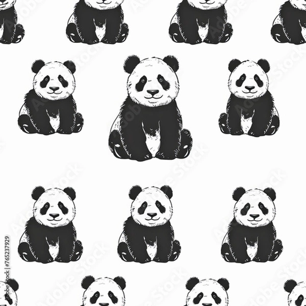 Obraz Seamless Panda Pattern for Charming Decor