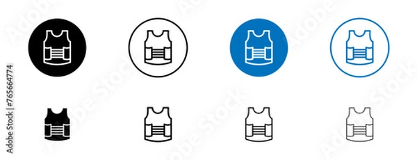 Fototapeta Bulletproof Vest and Safety Gear Icons. Military Jacket and Police Protection Symbols.