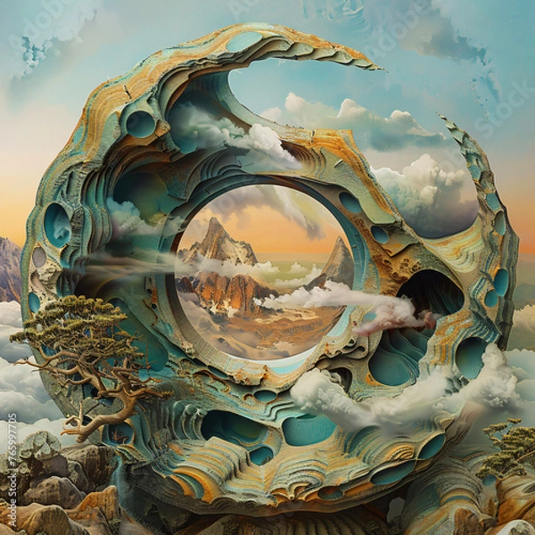 Fototapeta surreal fantasy landscape - album cover design