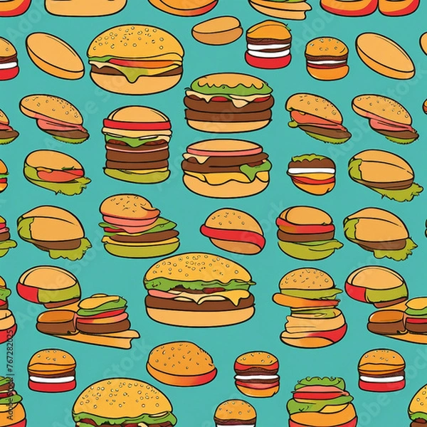 Fototapeta burger pattern illustration background