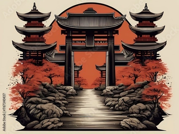 Fototapeta japanese traditional gates design vector