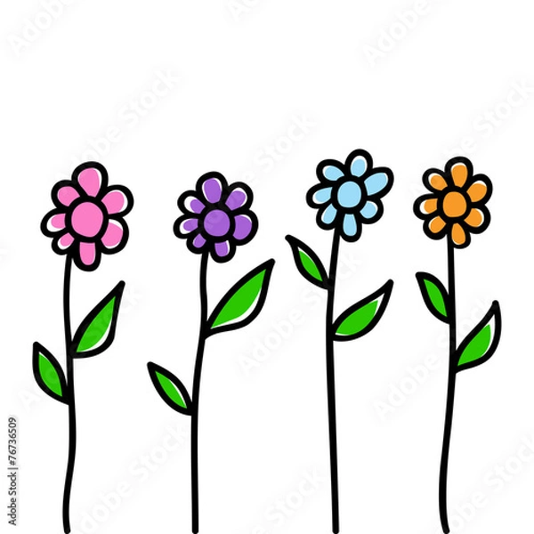 Fototapeta Doodle illustration of flowers