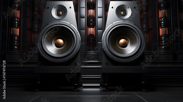 Fototapeta modern stereo audio speakers for listening to music. wideband sound system