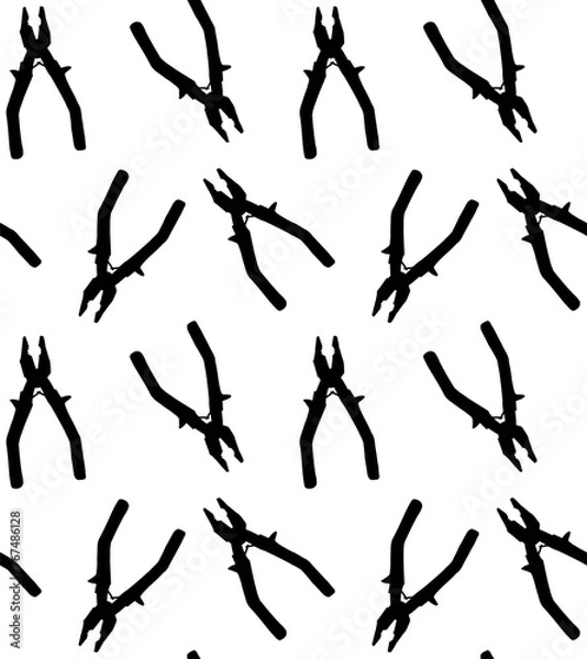 Obraz Vector seamless pattern of hand drawn doodle sketch pliers silhouette isolated on white background