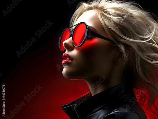 Fototapeta portrait of a fashionable beautiful young woman in sunglasses. glamor and trendy modern fashion