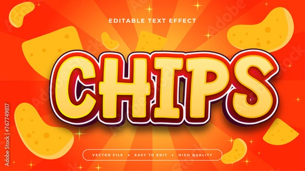 Fototapeta Red white and orange chips 3d editable text effect - font style