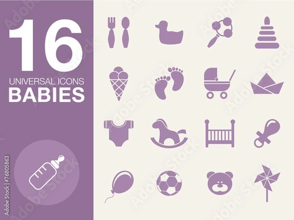 Fototapeta baby icons set, vector