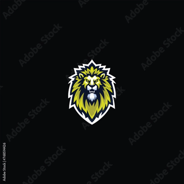 Fototapeta The bold lion head logo mascot is yellow