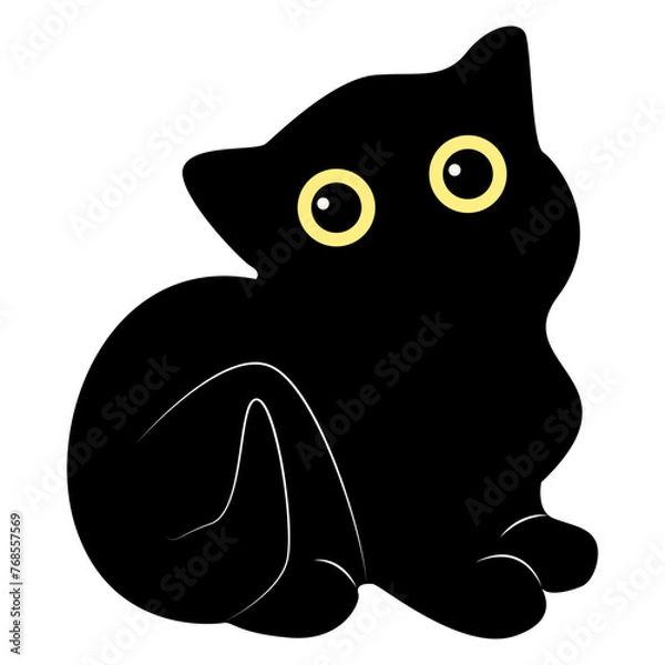 Fototapeta Happy International Cat Day Silhouette. Vector Illustration with Flat Cartoon Design.