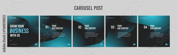 Fototapeta Set of minimalist business carousel post, Customize social media template design, Instagram and Linkedin carousel post, template eps 10.