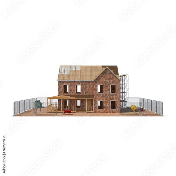 Fototapeta Private House Construction with Equipment