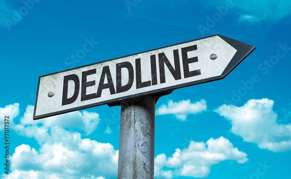 Fototapeta Deadline sign with sky background