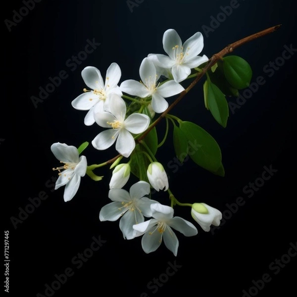 Obraz Jasmine Flower, isolated on black background