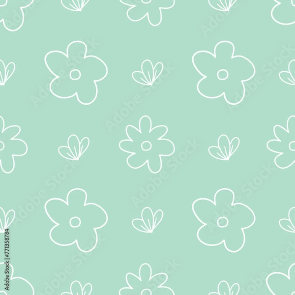 Fototapeta Abstract hand drawn floral pattern vector. Seamless pattern with hand drawn flowers and leaves 
 textile background.