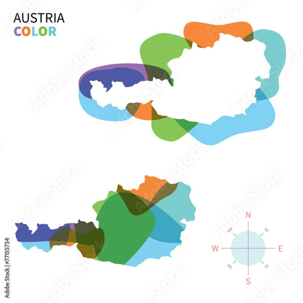 Fototapeta Abstract vector color map of Austria