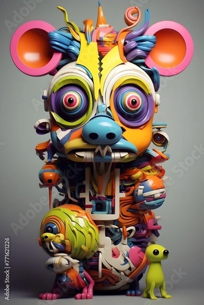 Fototapeta Anthropomorphic 3D Pop Art Animal Design Showcasing Vibrant Creativity