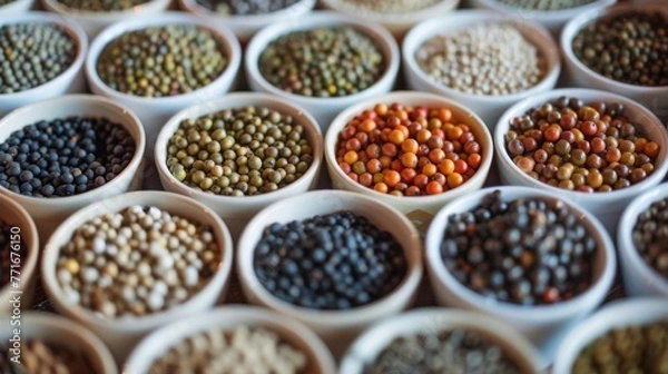 Fototapeta Table With Bowls of Various Beans