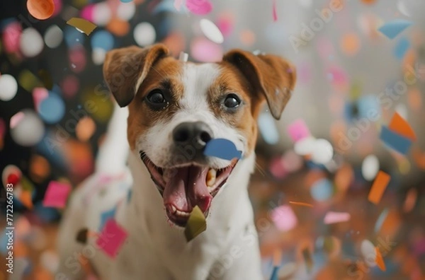 Fototapeta celebrating puppy