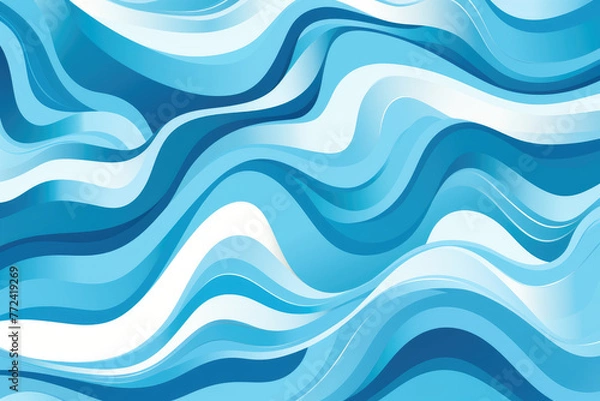 Obraz A blue and white wave pattern. The blue and white waves are very close together, creating a sense of movement and energy. The pattern is dynamic and fluid, giving the impression of water in motion