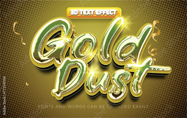 Fototapeta Gold dust shiny 3d editable text effect style