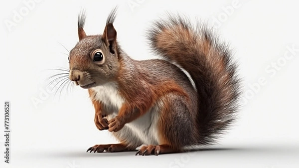 Fototapeta Squirrel, Squirrels, Baby Squirrel on White Background