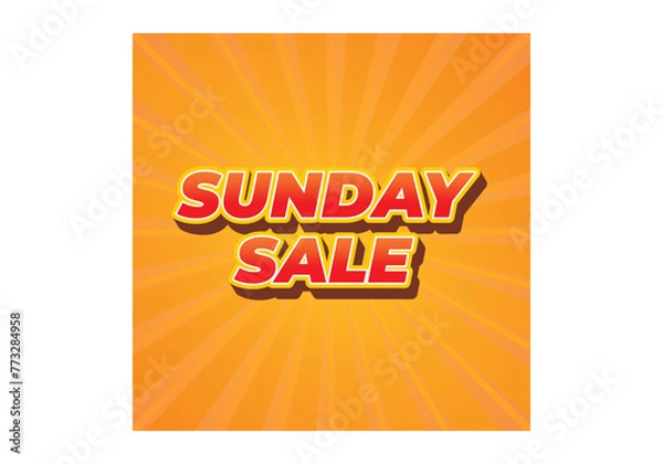 Fototapeta Sunday sale. Text effect in 3D style and eye catching colors