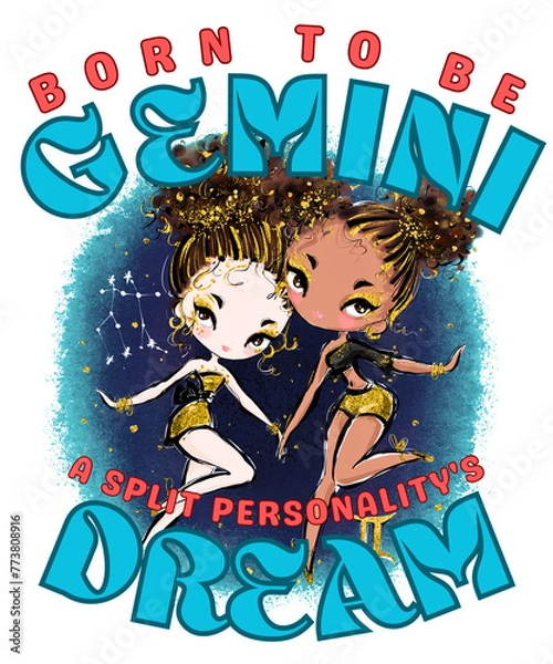 Fototapeta Born To Be Gemini: A Split Personality's Dream. gemini astrology