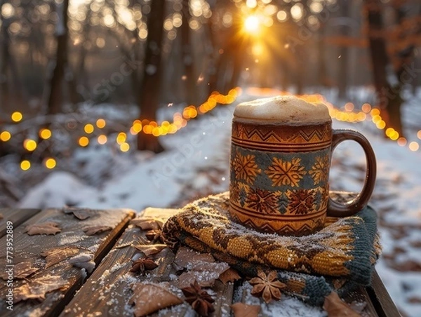 Fototapeta Coffee Cup on Wooden Table