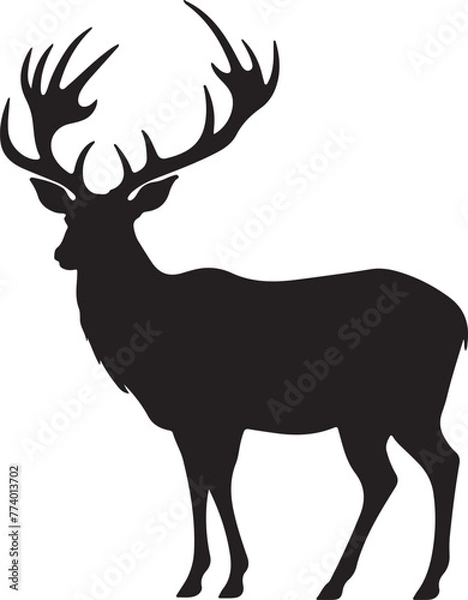 Fototapeta Elk Silhouette Vector Illustration White Background