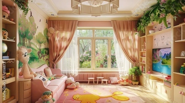 Fototapeta Bright and beautiful interior of children room --ar 16:9 --v 6.0 - Image #1 @kashif320