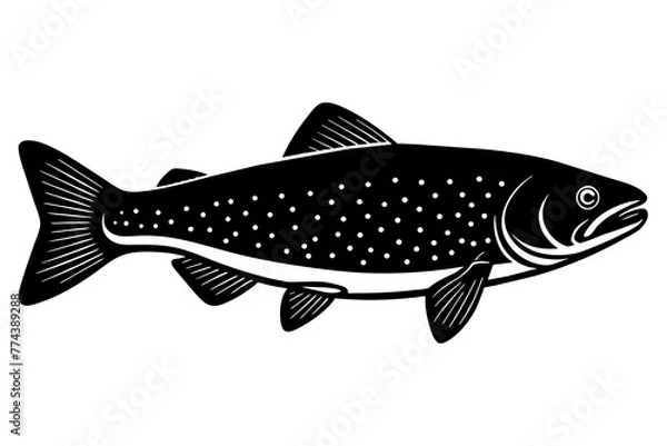 Fototapeta trout fish silhouette vector illustration