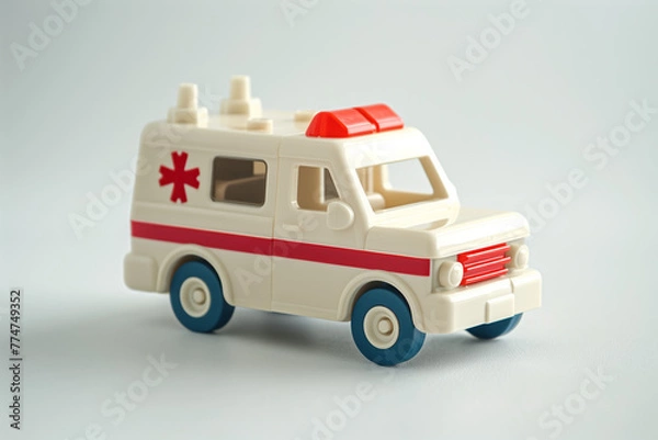 Fototapeta Toy Ambulance isolated on a white background