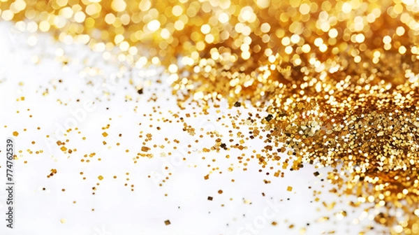 Fototapeta Gold Sparkle Splatter, Gold Sparkles Isolated on Transparent Background. AI generative.