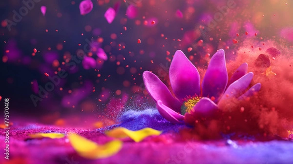 Fototapeta Vibrant Nature Fantasy: Colorful Leaves and Magical Dust Particles