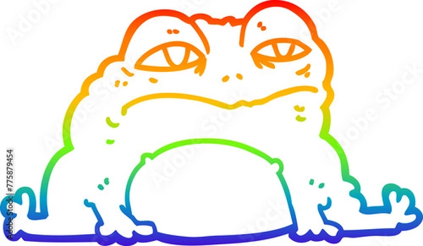 Fototapeta rainbow gradient line drawing of a cartoon toad