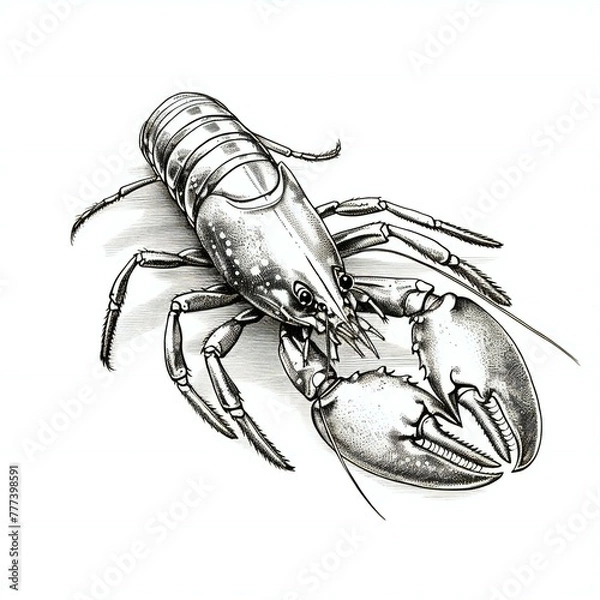 Fototapeta lobster sketch on white background