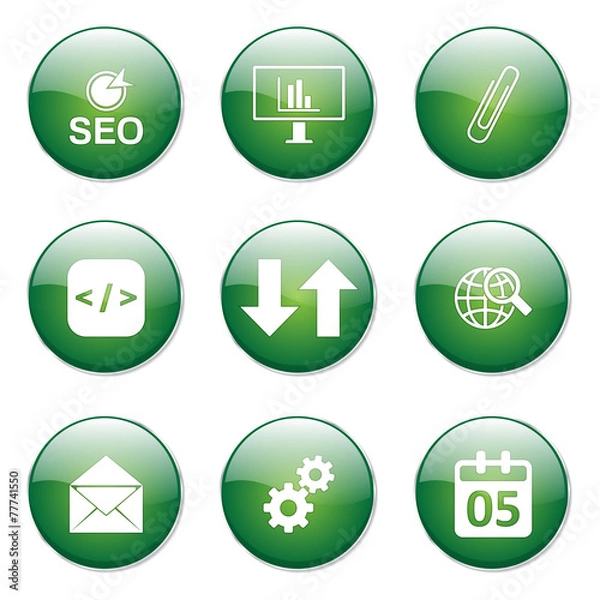 Fototapeta SEO Internet Sign Green Vector Button Icon Design Set 6