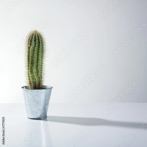 Fototapeta Cactus in a metal pot