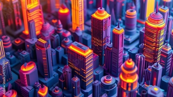 Obraz quilling paper artwork inspired by 1980s retro futurism, featuring neon grids, futuristic cityscapes, and synthwave aesthetics, blending nostalgia with visions of the future.