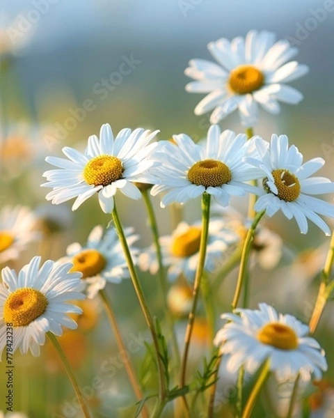 Fototapeta Chamomile field close-up