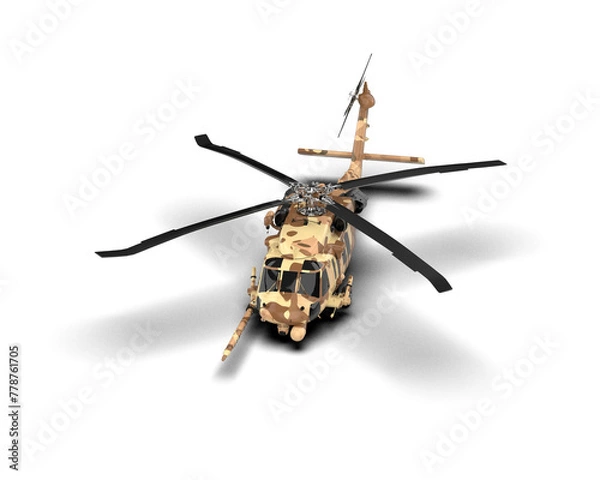 Fototapeta Helicopter isolated on background. 3d rendering - illustration