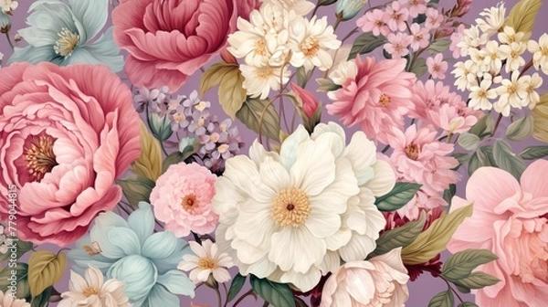 Fototapeta A beautiful painting of various flowers