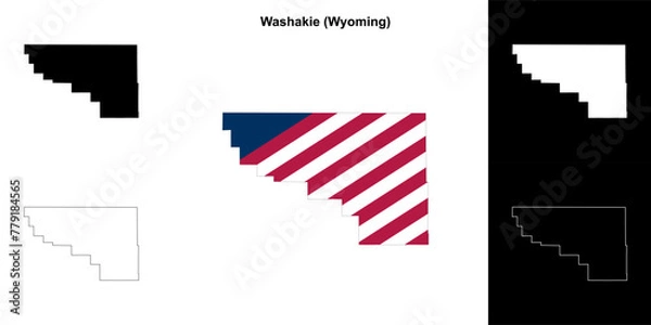 Fototapeta Washakie County (Wyoming) outline map set