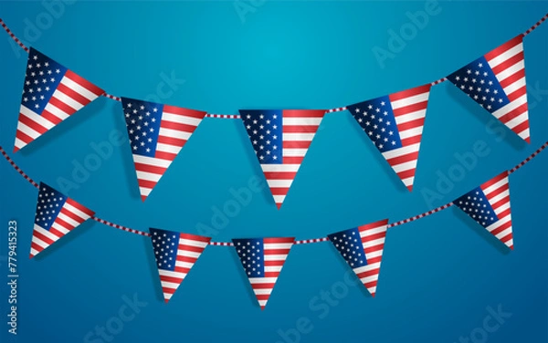 Fototapeta triangle bunting flags in american national flag USA presidential election concept horizontal