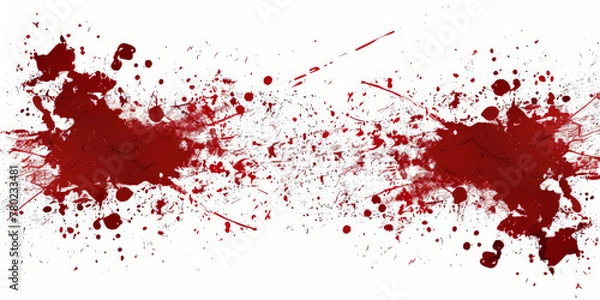 Obraz  red paint splatter on white background,  dark red and black grunge, dark texture, dark grungy background, red background, red texture wall vintage, horror,halloween background,red blood splash banner