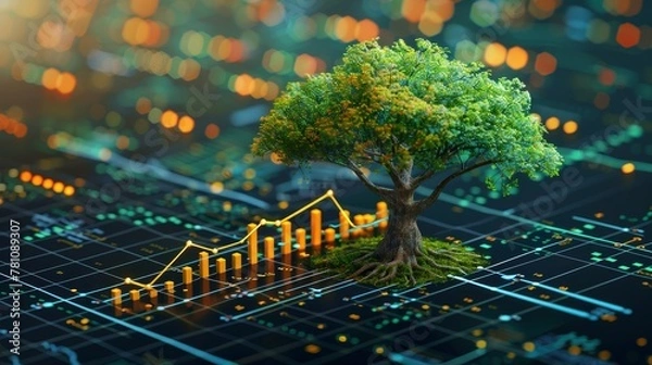 Fototapeta Business and Finance: A 3D vector infographic representing the concept of financial growth