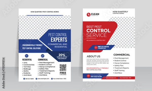 Fototapeta pest control flyer leaflet template with promotional business poster design illustrator. 