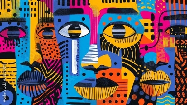 Fototapeta The colorful graffiti, abstract and vibrant, creates an energetic backdrop