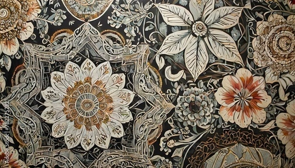 Obraz elaborate beautiful art painting  flower seamless patterns, taken background wallpaper