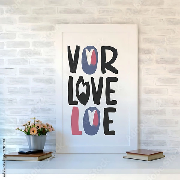 Fototapeta Home decor wall art. Love word. Generative AI 
